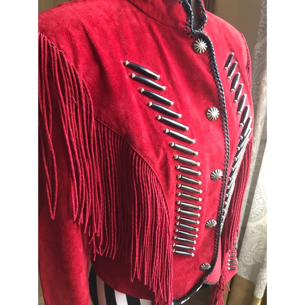 ABSOLUTELY GORGEOUS RED SUEDE CRIPPLE CREEK JACKET - Picture 2 of 8
